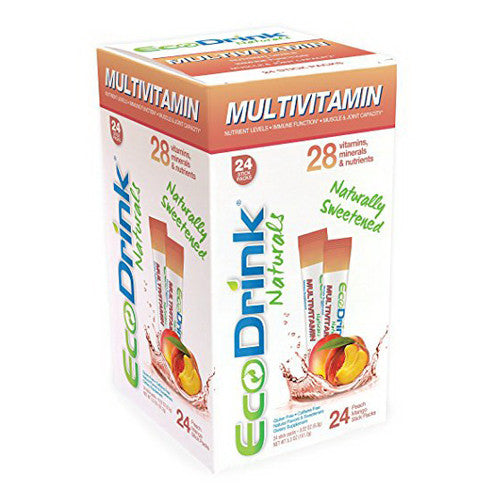 EcoDrink Naturals Naturally Sweetened Complete Multivitamin Mix Drink Stick Packs, Peach Mango, 24 Ea
